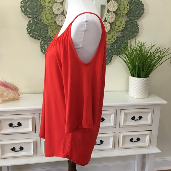 NWT Karen Kane Orange Cold Shoulder Blouse - A - Picture 3 of 6